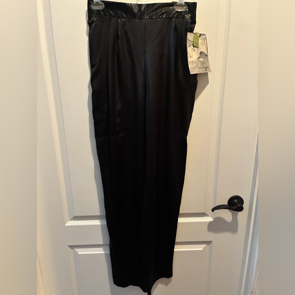 ✨ Vintage Jonathan Logan Satin-Look Pants – Size 10 – NWT – black